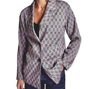 Anthropologie Avec Les Filles Plaid Blazer Retro Notch Lapel Dark Academia XS